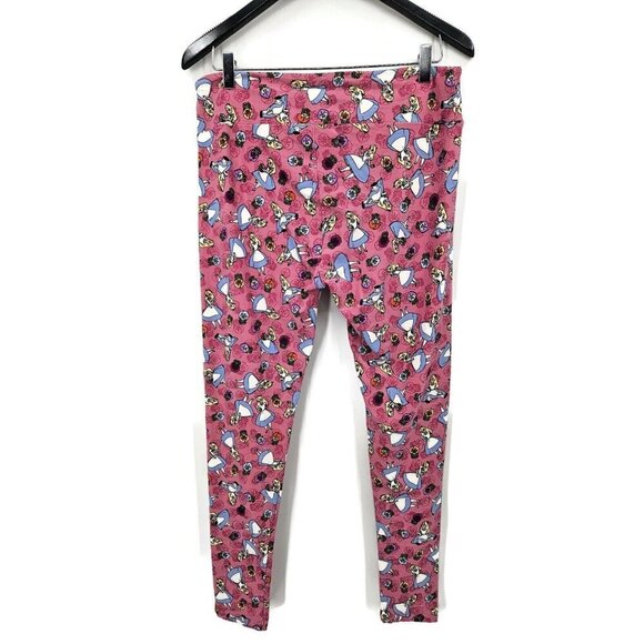 NWOT Lularoe Disney TC Leggings Tall Curvy Plus Alice in Wonderland Flowers - Picture 3 of 5